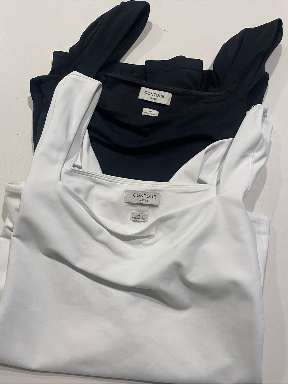 Aritzia Original Contour Squareneck Hip Longsleeve (x2, black and white)